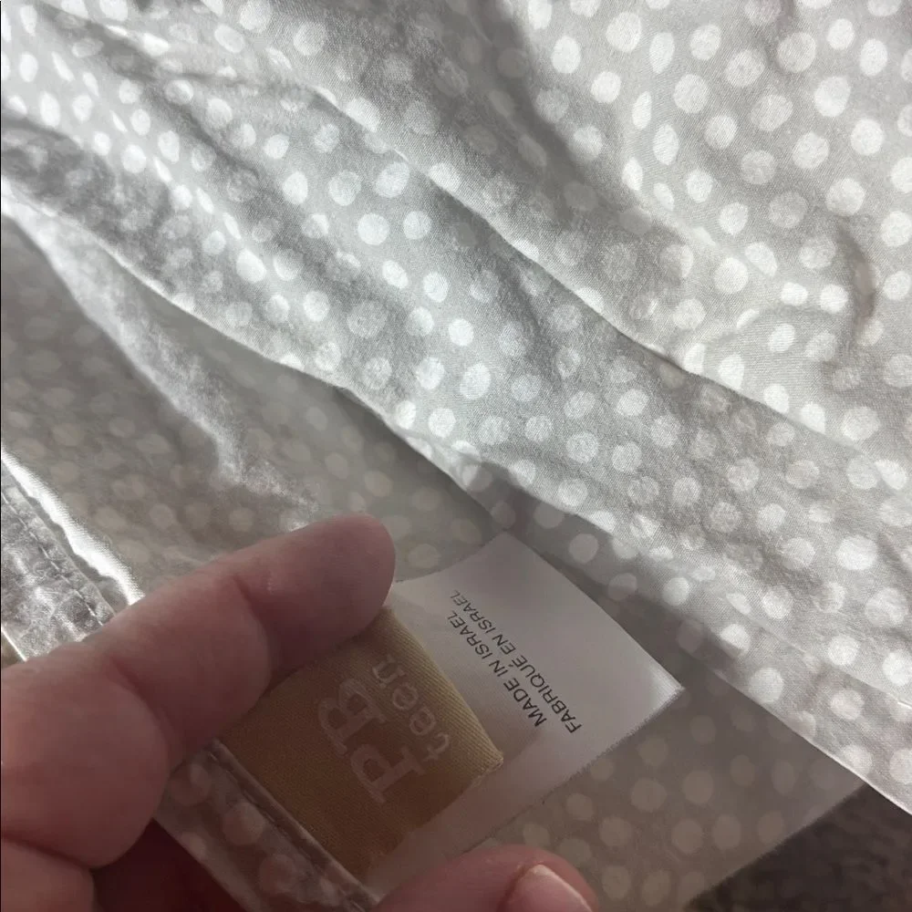 Pottery barn teen twin size sheet set top flat mini polka dot grey white cotton - Picture 3 of 4